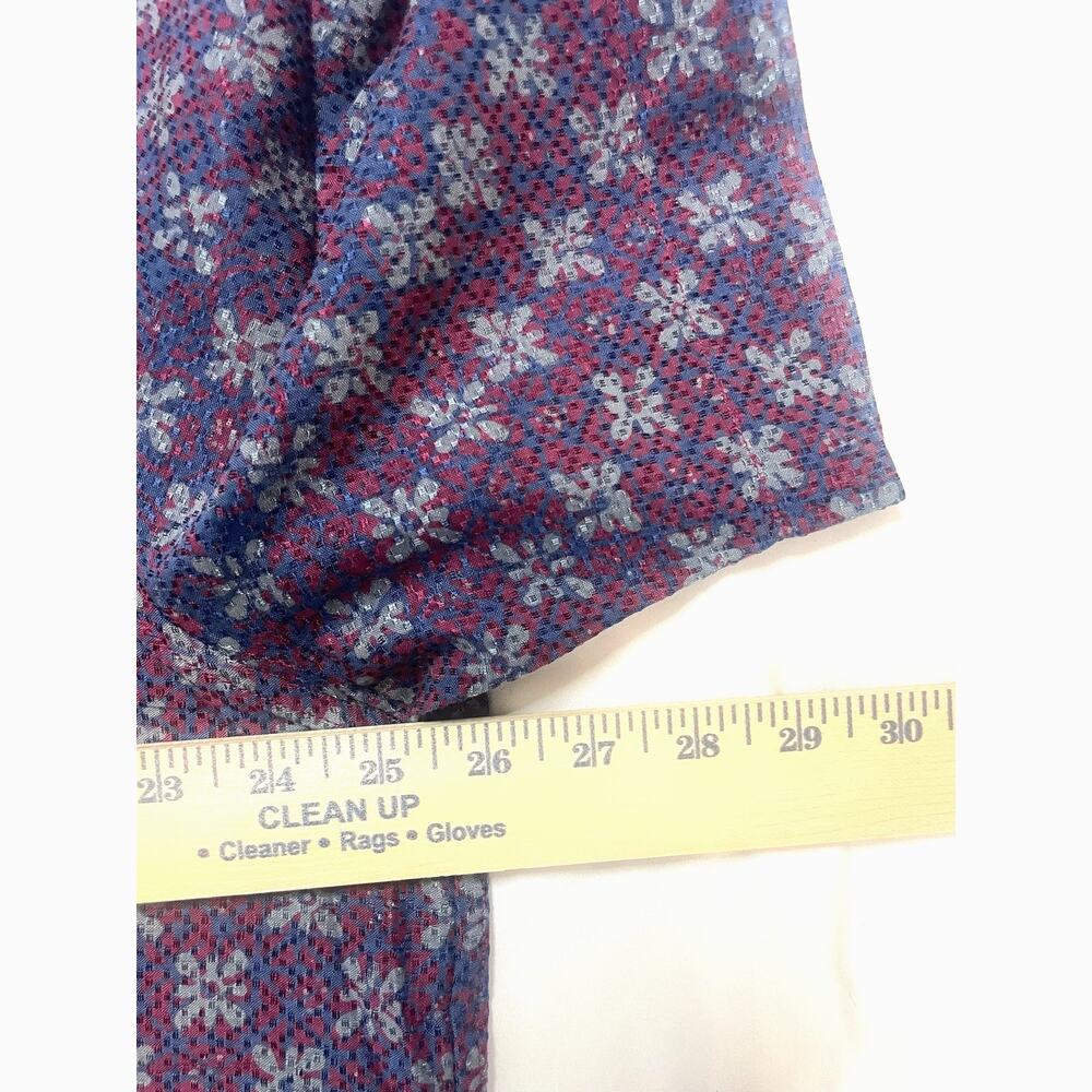 ALLURE Batik Shirt Men XXL Cotton Short Sleeve Geometric Floral Red White Blue - Picture 7 of 8